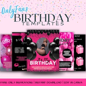 OnlyFans Birthday Templates in Hot Pink, Birthday Games, Birthday Brand Kit for Social Media, Birthday Theme, OnlyFans Birthday Tip Menu