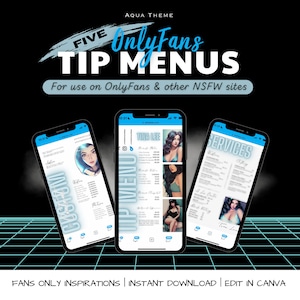 OnlyFans Tip Menu - 5 Menu Bundle - Aqua Glow Theme Menu  - Fansly Tip Menu - OnlyFans Tip Menu - Simple Menu - OnlyFans Simple Menu Bundle