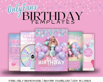 Onlyfans Birthday Templates, Birthday Games, Birthday Brand Kit for