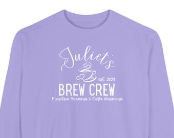 Personalized Brew Crew Sweatshirt: Comfort Colors Garment-Dyed Coffee Club