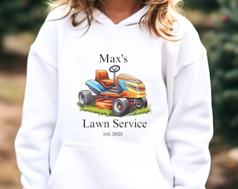 Personalized Youth Lawn Care Hoodie: Future Entrepreneur Gift
