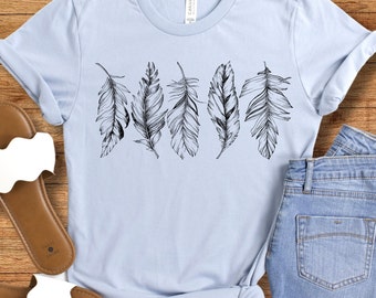 Feathers T-Shirt: Airlume Cotton Unisex Tee, Bird Lover Gift