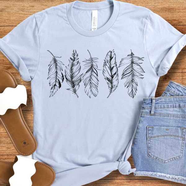 Feathers Short-Sleeve Unisex T-Shirt, Bird Feathers T-Shirt, Feather Hunting Shirt, Feather Birds Shirt, Airlume Cotton Tshirt, Cotton Shirt