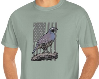 Quail with American Flag T-shirt, Comfort Colors Tee