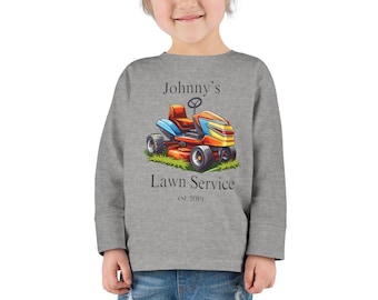 Personalized Toddler Lawn Mower Long Sleeve Tee