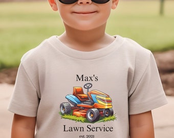 Personalized Toddler Lawn Mower T-Shirt: "Max's" Lawn Care Service