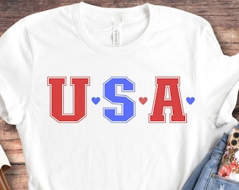 USA Patriotic T-Shirt: Bella+Canvas Red White and Blue Tee