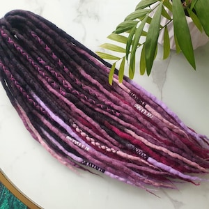 SET No. 52 elegir longitud ombre Lana teme extensiones merino negro púrpura lila rastas DE se 14"/22"/30" 10-60 piezas Corto Medio Largo