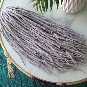 SET No. 41 choose length Wool dreads merino extensions light gray grey dreadlocks DE / se  14&quot;/22&quot;/30&quot; 10-60 pieces Short Medium Long