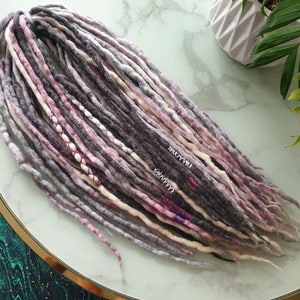 SET No. 4 , choose length Wool dreads merino extensions  gray pastel DREADLOCKS DE / se  14"/22"/30" 10-60 pieces Short Medium Long