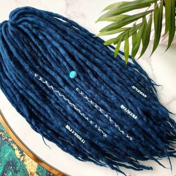 SET Nr. 88 , Länge wählen Wolle Dreads Merino Erweiterungen petrol grün blau DREADLOCKS DE 10-60 Stück Kurz Mittel Lang