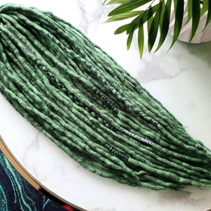 SET No. 65 choose length Wool dreads merino extensions  grass green dreadlocks DE / se  14&quot;/22&quot;/30&quot; 10-60 pieces Short Medium Long