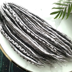 SET Nr. 121 Länge wählen Woll-Dreads, Verlängerungen, Zöpfe, dunkelgrau, grau, hell, DREADLOCKS DE / se 14"/22"/30" 10-60 Stück Kurz Mittel Lang