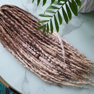 SET No. 77 choose length ombre Wool dreads braids extensions light brown blonde dreadlocks DE se 14&quot;/22&quot;/30&quot; 10-60 pieces Short Medium Long