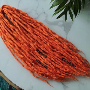 SET No. 19 , choose length Wool dreads merino extensions  dark orange  DREADLOCKS DE / se  14&quot;/22&quot;/30&quot; 10-60 pieces Short Medium Long