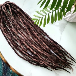 SET No. 84 , choose length Wool dreads merino extensions  brown mix  DREADLOCKS DE / se  14&quot;/22&quot;/30&quot; 10-60 pieces Short Medium Long
