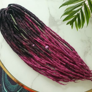 SET Nr. 134 Länge wählen Ombre Wolldreads Merinoverlängerungen schwarz lila Dreadlocks DE se 14"/22"/30" 10-60 Stück Kurz Mittel Lang