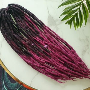 SET No. 134 choose length ombre Wool dreads merino extensions black purple dreadlocks DE se 14"/22"/30" 10-60 pieces Short Medium Long