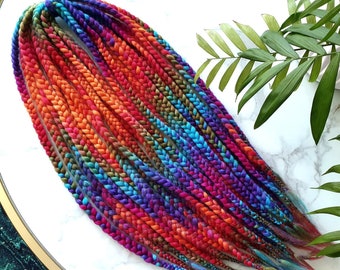 SET No. 195 , Wool braids merino extensions rainbow mix dyed DREADLOCKS DE   22"  55 cm 10-60 pieces