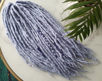 Wool Dreadlocks Dreads DE Extensions Pastel Light Blue Soft  display picture 1