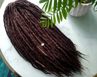 SET No. 33 choose length Wool dreads merino extensions  dark brown dreadlocks DE / se  14"/22"/30" 10-60 pieces Short Medium Long