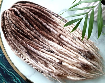 Ready to Ship ! SET No. 91  , Full set Wool dreads merino extensions DREADLOCKS DE 60 pieces , 22"/ 55 cm braids natural look ombre blonde