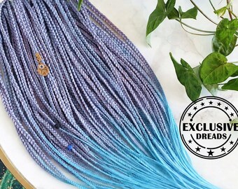 set argento oceano acquamarina#571 trecce sintetiche ombre extension dreadlocks dreads set completo trecce a doppia estremità morbide DE 22"-24" 20-60 pezzi