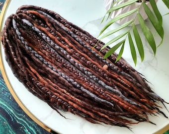 SET No. 89 , choose length Wool dreads merino extensions  braids brown mix  DREADLOCKS DE / se  14"/22"/30" 10-60 pieces Short Medium Long