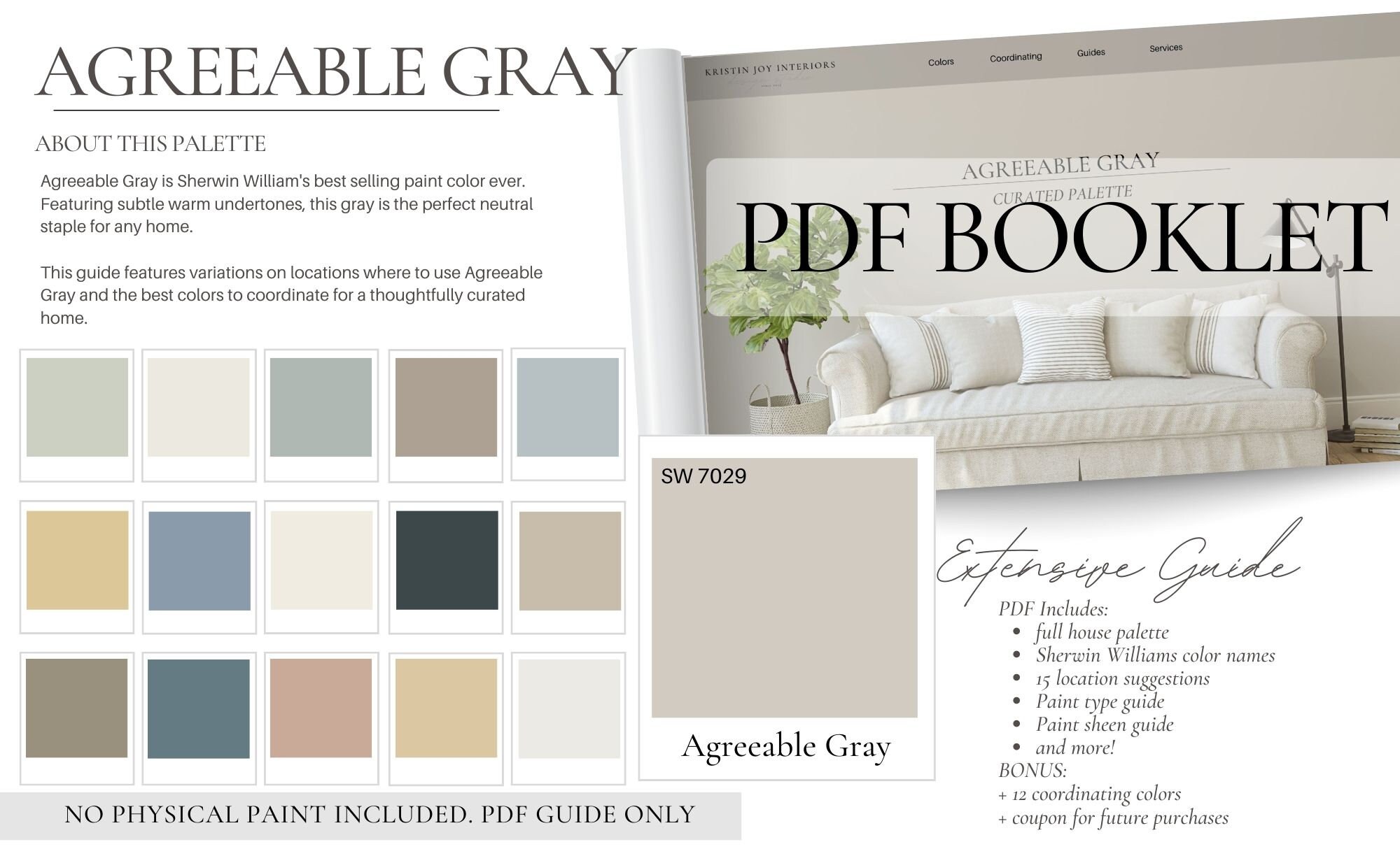 Agreeable Gray Paint Palette, Staging Real Estate, Whole House Palette, 15 Rooms, Color