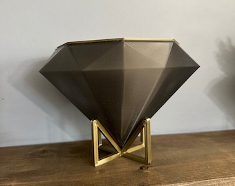 3D printed Diamond Planter - Translucent black