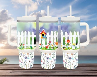 Watercolor Flowers Tumbler Wrap: 40oz Quencher Sublimation Design (Digital PNG)