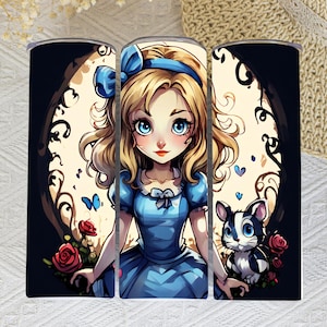Alice im Wunderland Tumbler Wrap, 20 Unzen Skinny Sublimationsbecher Design, Alice im Wunderland Png, Wunderlicher Becher Png Download
