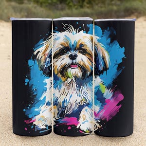 Copo fino para cachorro Shih Tzu de 20 oz com design de sublimação (download digital)