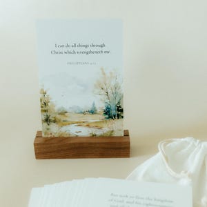 Scenery Uplifting Scripture Cards Year Pack, Bible Verse Cards, KJV, Bible Scripture Card, Wood Stand, Canvas Bag, 52 Verses, Christian Gift