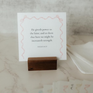 Ribbons and Bows Uplifting Scripture Cards Year Pack, Bible Verse Cards, KJV, Bible Scripture Cards, Wood Stand, Canvas Bag, 52 Verses