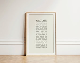 イエス・キリストの多くの名前、キリスト教の壁画、聖書アート、ミニマリスト、シンプルなキリスト教アート、意味のある、デジタルダウンロード、印刷可能なアート