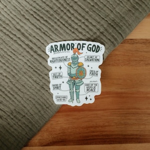 Armor of God Vinyl Sticker, Waterproof Weatherproof Vinyl Sticker, Christian Stickers, Bible Sticker, Faith Sticker, Water Bottle Sticker