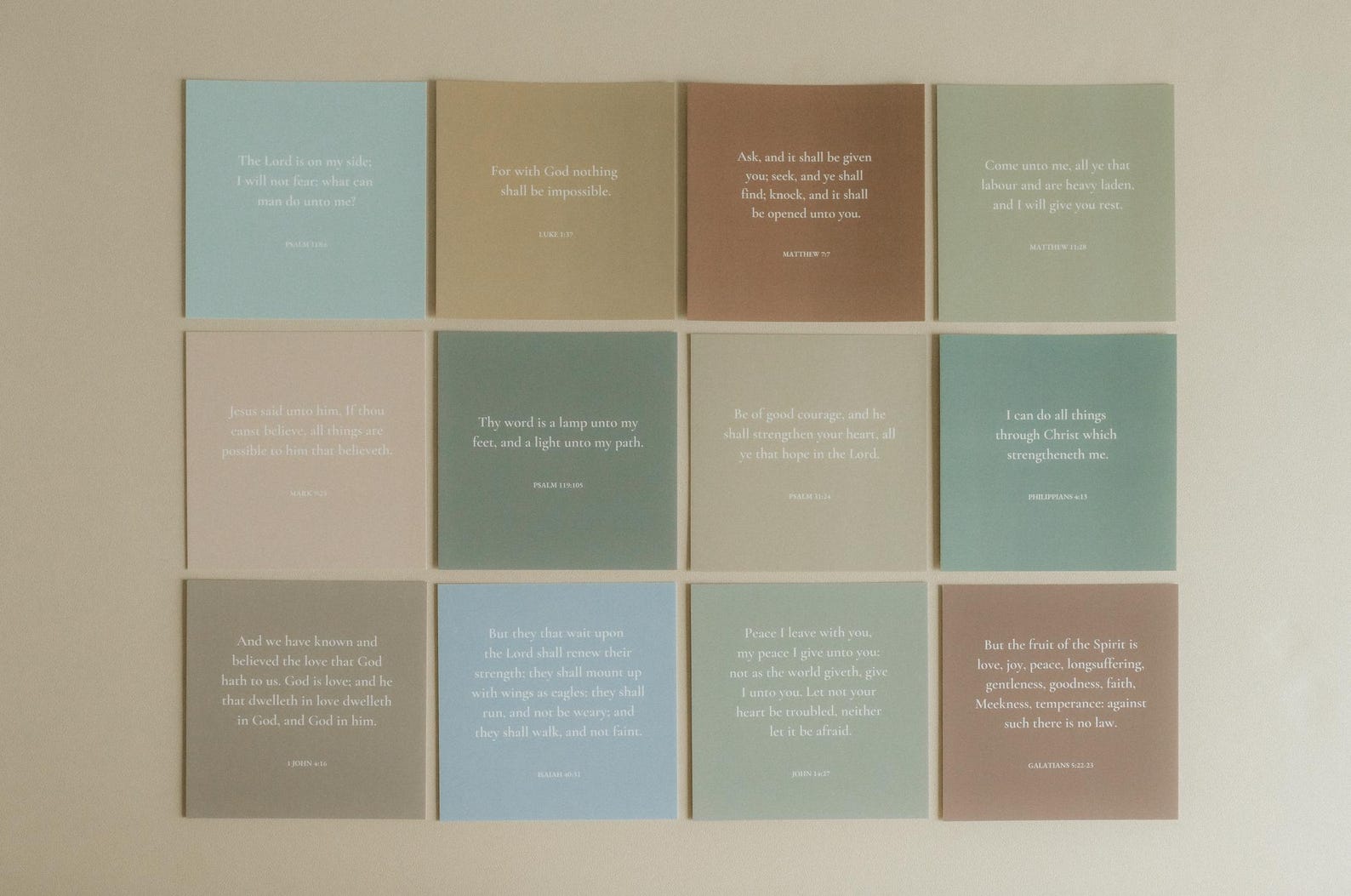 Scripture Card Set Scripture Cards With Wood Stand, Earth Tones, 12 Bible Verses ...