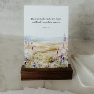 Scenery Uplifting Scripture Cards Year Pack, Bible Verse Cards, KJV, Bible Scripture Cards, Wood Stand, Canvas Bag, 52 Verses