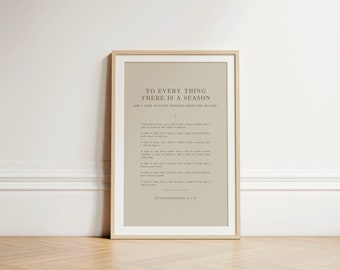 伝道の書 3:1-8、時と季節、ミニマリスト聖書アート、印刷可能な福音アート、キリスト教の装飾用聖書アート、聖書印刷可能アート