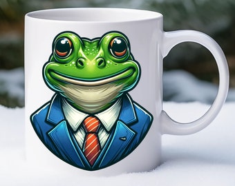 Frog Executive Mug Suited Amphibian Coffee Cup Office Boss Coffee Mug  Fathers Day Gift Java Cup for Men Uncle Birthday Gift Ohwhatagas