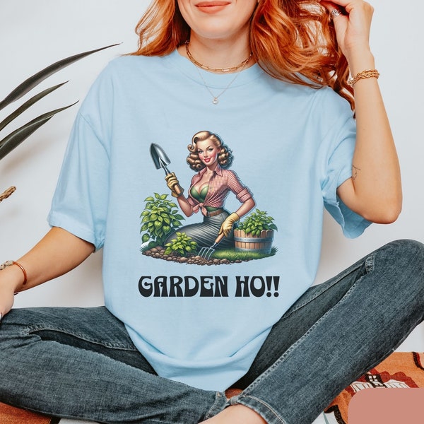 Women's  Inappropriate Unhinged Gardening T-Shirt - Vintage-Inspired Casual Wear - Unique Garden Joke Shirt -Offensive Weird Crude Humor