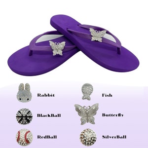 Purple Popits Flip Flop for Women, Summer Popit Sandals for her, Customizable Jewelry Charms, Fashion Flip Flops