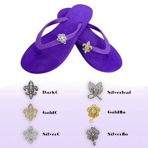 Purple Flip Flops with Changeable Charms: Summer Sandals