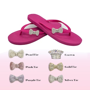 Rose Pink Flip Flops with Changeable Charm: Summer Beach Sandal