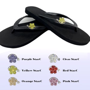 Popit Black Flip Flops with Changeable Charms: Summer Beach Sandals
