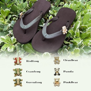 Kids Brown Flip Flops with Changeable Charms - Summer Beach Sandals
