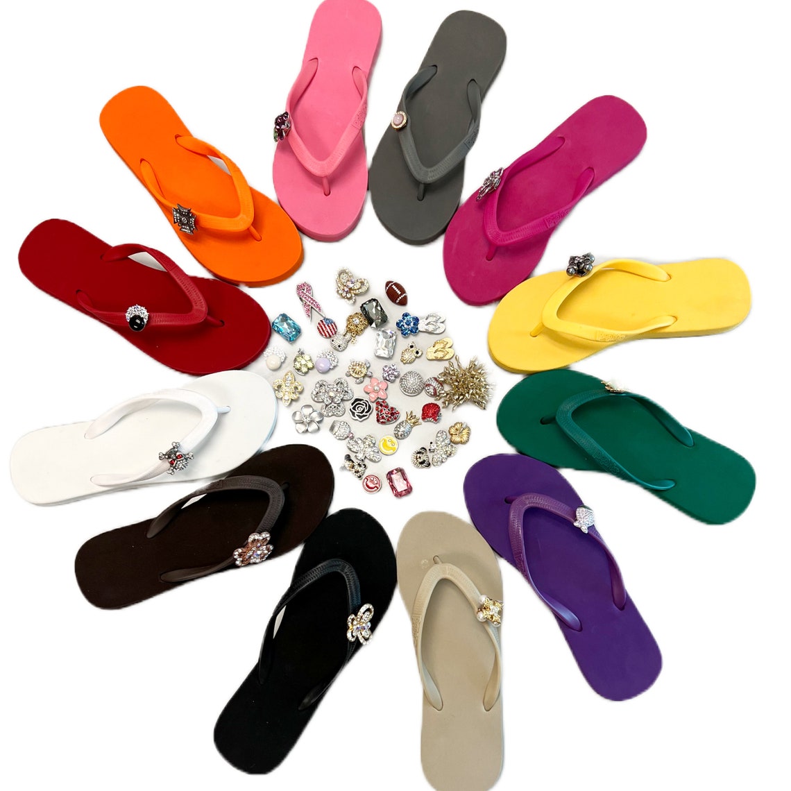 Popit Flip Flop for Woman Sandal With Changeable Charm Shoe Clip Summer