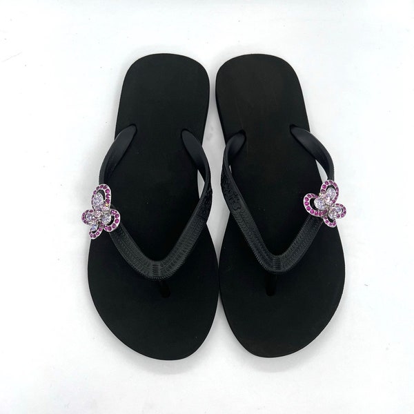 Black Popit Flip Flop for Woman popit Sandal with Changeable Charm Summer Flip Flop for her Summer Sandal for Women Beach black Flip Flop