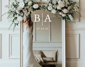 Calcomanía personalizada para letrero de bienvenida de boda: iniciales y fecha personalizadas